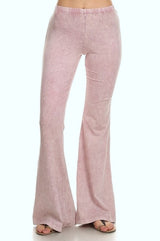 Chatoyant Mineral Wash Bell Bottom Soft Pants - Pinks & Blues