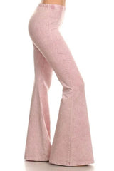 Chatoyant Mineral Wash Bell Bottom Soft Pants - Pinks & Blues