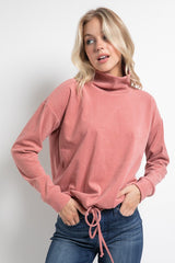 Cherish Brushed Drawstring Waist Top - Mauve