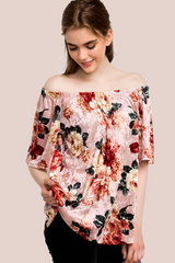 Mittoshop Velvet Floral Blouse - Blush Rose