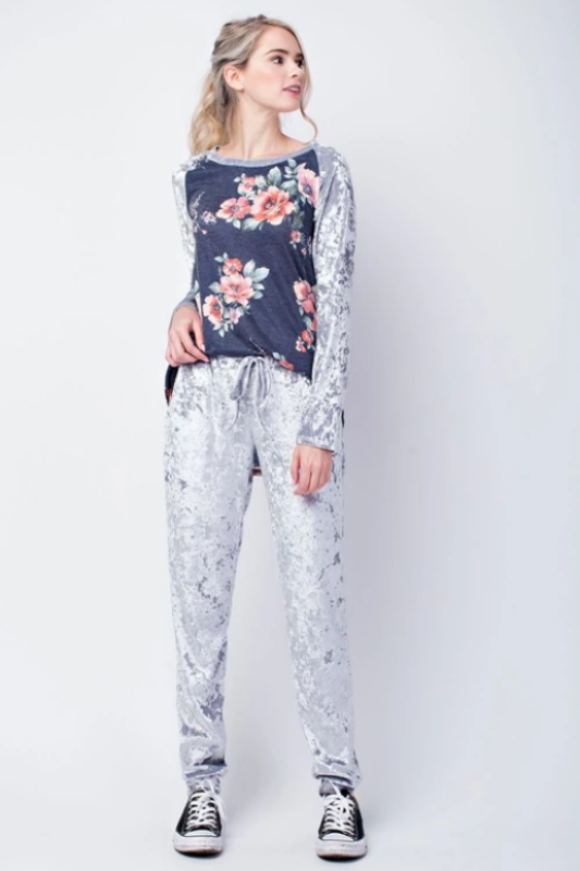 Crushed velvet jogger set hotsell
