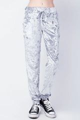 Crushed Velvet Jogger Lounge Pants - Grey