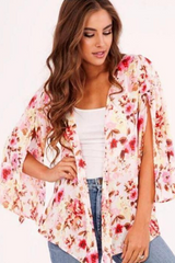 Peach Love Floral Kimono - Pink