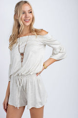 12PM by Mon Ami Off Shoulder Romper - Oatmeal