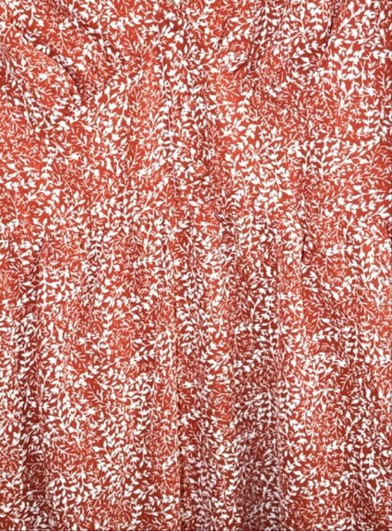 Gilli Small Leaves Print Empire Dress - Rust
