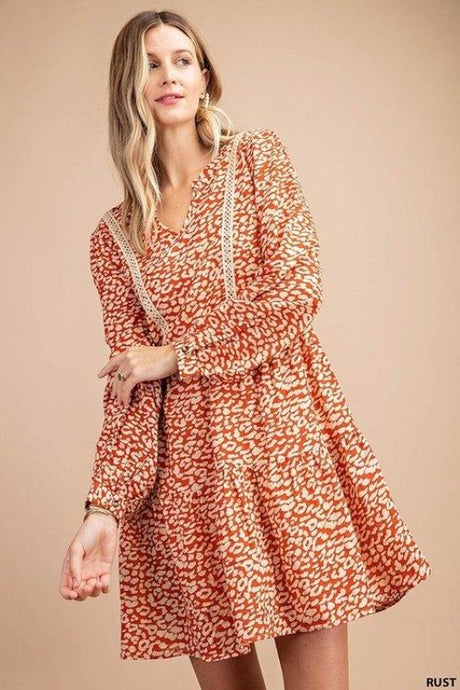 Kori Animal Print Dress - Rust