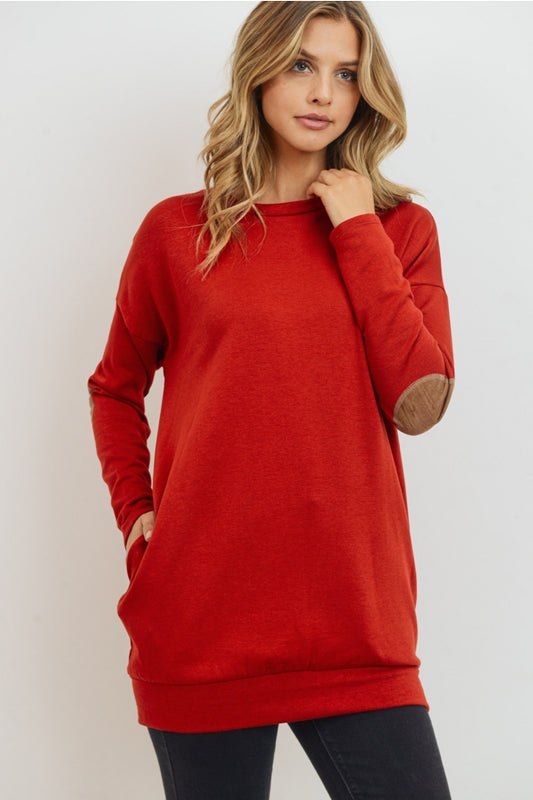 Cherish Elbow Patch Tunic - Rust