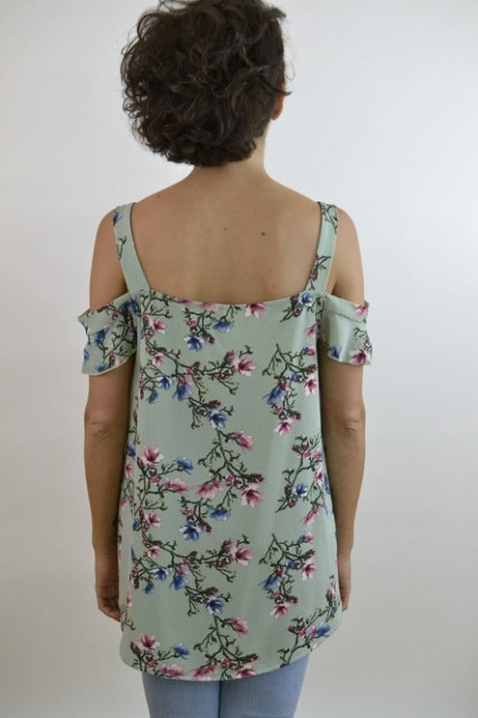 Natural Feeling Floral Top - Sage