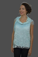 Seduzione Hi Lo Blouse + Fringe Scarf - Blue