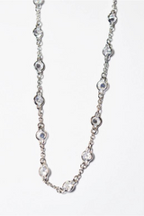 CZ Chain Necklace 34" - Silver