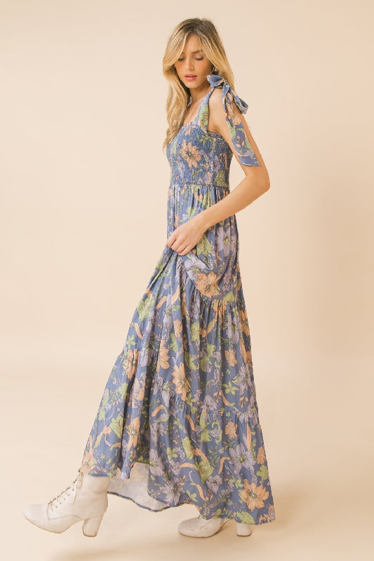 Flying Tomato Love Colette Maxi Dress - Dusty Blue