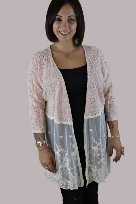 Sweeten Me Up Lace Hem Cardigan  - Pink