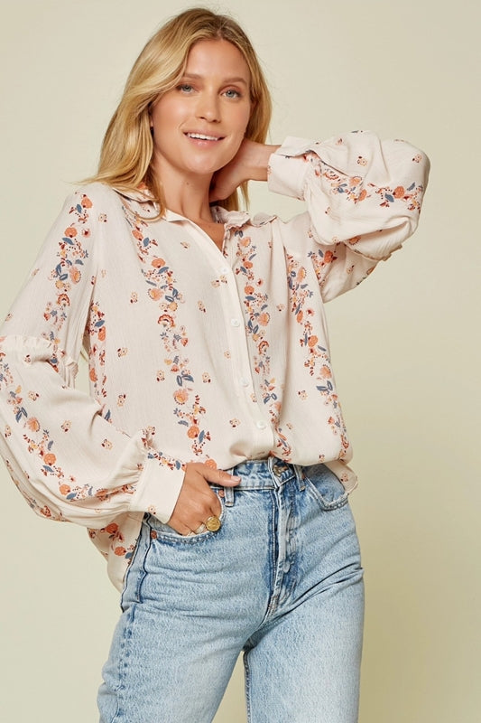Andree by Unit Flower Print Blouse - Cream