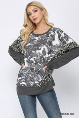 Gigio Paisley Leopard Animal Print Top