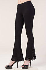 Vocal Lace Stones Bootcut Leggings - Black