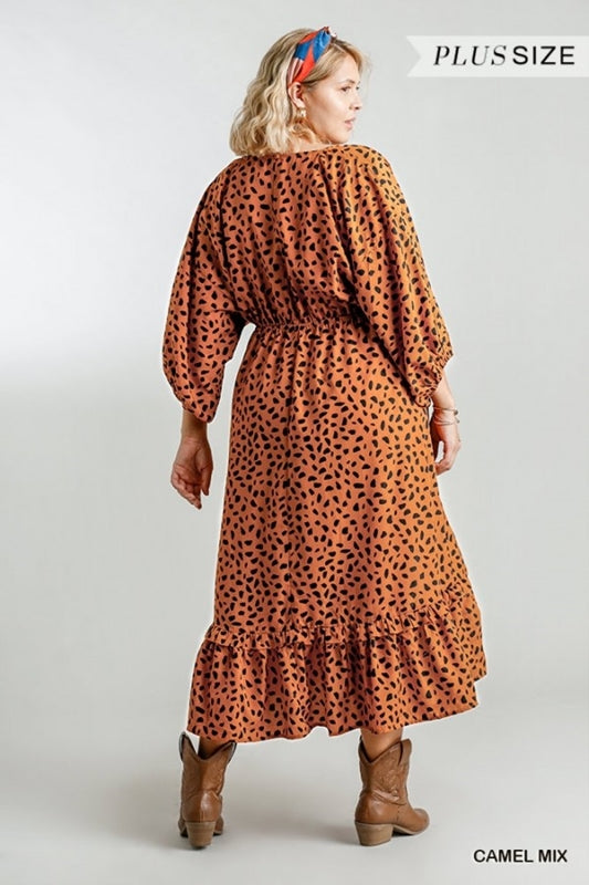 Dalmation Hi Lo Dress - Camel - Plus Size