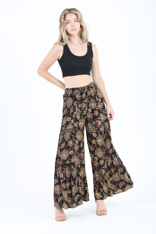 Angie Boho Floral Print Pants - Black – Debra's Passion Boutique