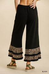 Umgee Crop Layer Pants - Black/Leopard